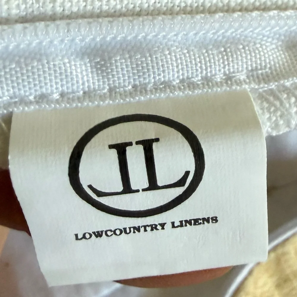 Low Country Linens Natural Sunburst Accent Linen Blend  Pillow Cover 22” Square